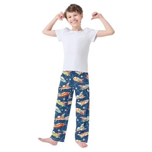 ZZXXB Aircraft Print Boys Long Pants Soft Trousers Elastic Waist Kids Lounge Bottoms with Pockets S-XL2