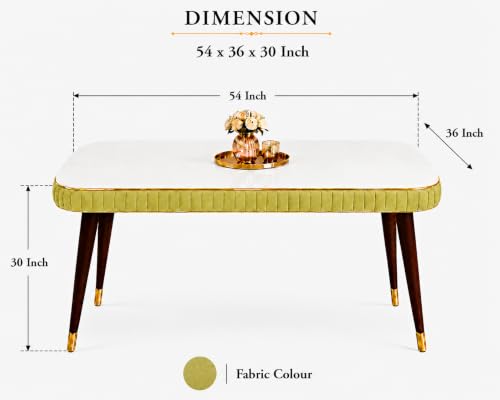 Image of WOODEN SPACE Majestic 4 Seater Wooden Dining Table Set | Urban Marble Top Dining Table with Chairs for Dining Room & Kitchen (Light Green Modern Grand Aura) (54 x 36 x 30 inch)