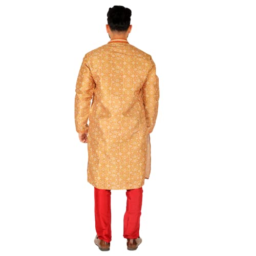 Men Kurta Set Indian Wedding Dress Silk Floral2