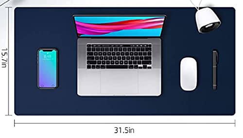 Image of CONTACTS Multifunctional Non-Slip PU Leather Desk Mat /Mouse Pad | Ultra Thin Waterproof Desk Writing Mat for Office, College, School, Home (30 inch X 15 inch, Deep Blue)