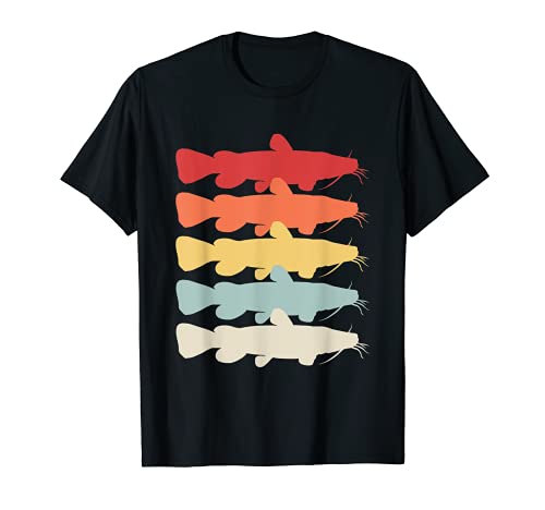 Flathead Catfish Fishing Retro Vintage Grafica d'acqua dolce Maglietta