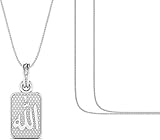 Sterling Silber (92,5% Reinheit) Gott Allah Barkat Kettenanhänger (Anhänger mit Kette) für Damen und Herren Silber islamische muslimische Allah Kareem Kette für Glück & Reichtum inkl. Silberkette