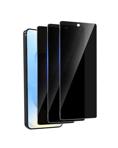 jehezkel 3 Pack Privacy Screen Protector for Samsung Galaxy S24 Plus Tempered Ultra-Thin Glass with 9H Anti Scratch Bubble Free [Support Fingerprint Unlock] Black
