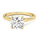 Cathedral Four Prong Setting 8.0mm 2.00ct Solitaire Ring 14K Solid Yellow Gold Round Cut Simulated Diamonds Engagement Ring Set Wedding Ring (14K YELLOW GOLD, 10)