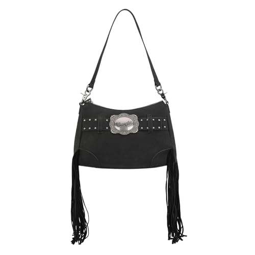 Montana West X Wrangler Hobo Bag for Women Fringe Wester Shoulder Bag Vegan Suede Tassel Hippie Crossbody Bag