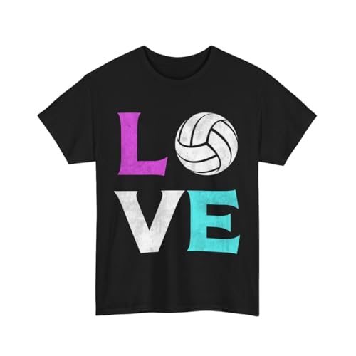 gfu6dle Volleyball Shirt Love Volleyball Shirt Volleyball Player Women Men T-Shirt Black L
