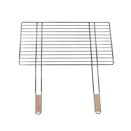 4U-Onlinehandel Grillrost 68x40cm mit 2 Holzgriffen Stahl verchromt Grillgitter Grillaufsatz Ersatzrost