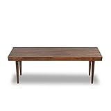 Pemberly Row 47' Mid Century Modern Rectangle Felicity Brown Teak Wood Bench Seat for Living Room,...