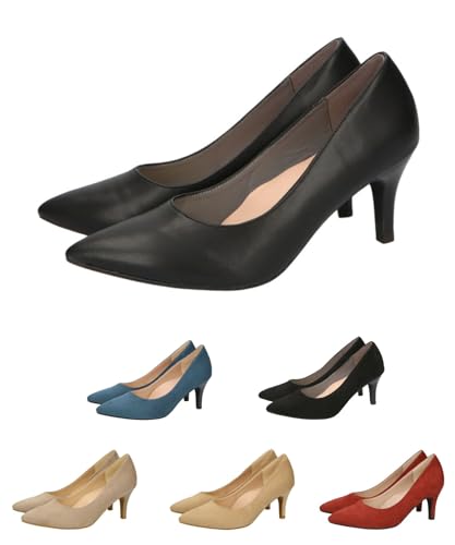 [オリエンタルトラフィック] パンプス 跳べる ポインテッドトゥ 7cmヒール 大きいサイズ 小さいサイズ 歩きやすい 疲れにくい フィット感 クッション入り ビジネス 機能性 R-3201 レディース スムースブラック 23.0 cm E