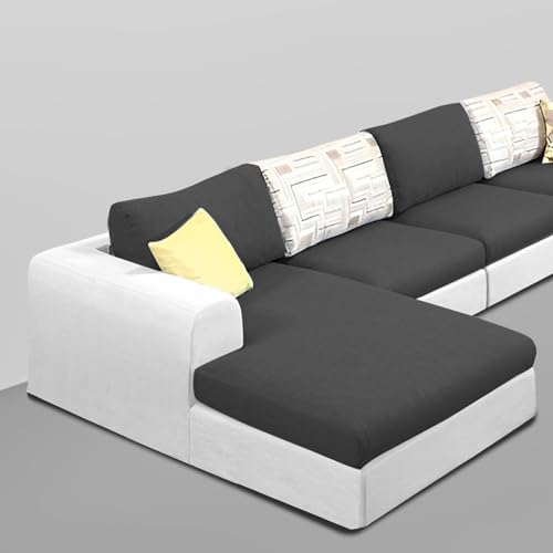 Image of Koza LHS 6 Seater L Shape Sofa Set for Living Room (Black Grey Fabric) Premium Fabric Sofa