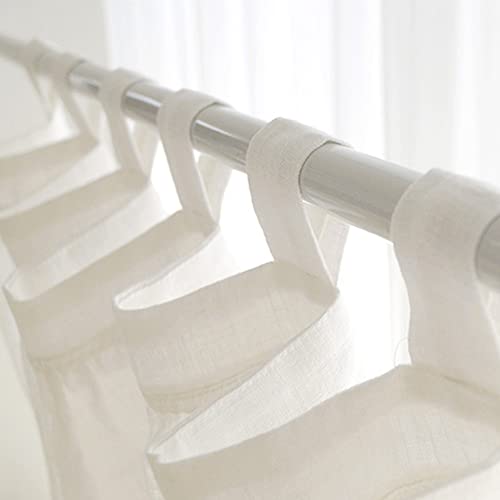 Vctops Cotton Linen Valance Curtain Farmhouse Semi Sheer Decorative Curtain Panel Tab Top Valances For Living Dining Room Cafe Small Window (White,42"X18") #TOP2