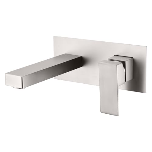 SUMERAIN Wall Mount Bathroom Sink Faucet Brushed Nickel Basin Faucet Single Handle with Rough-in...