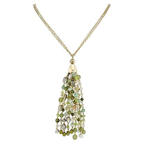 Bocar Long Antique Gold Chain Necklace with Pendant Cover