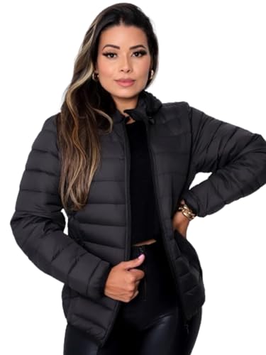 Jaqueta Bobojaco Feminina Capuz Removivel Preta (BR, Alfa, GG, Regular, Regular, Preto)