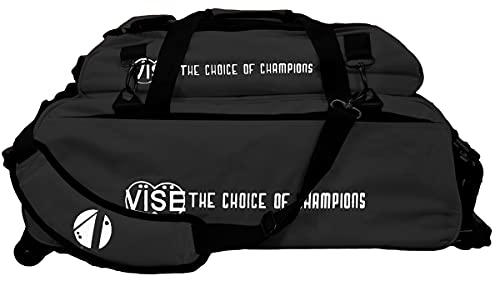 Vise Three Ball Tote Roller Bowling Bag with Shoe Pouch Black