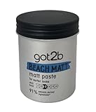 got2b Pasta de peinado de playa para aspecto surfista mate, cera para el pelo para hombres, para gatear, texturizar o domar sin pegar, sujeción media, (100 ml), 1 unidad