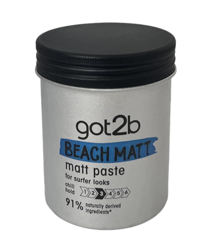 got2b Pasta de peinado de playa para aspecto surfista mate, cera para el pelo para hombres, para gatear, texturizar o domar sin pegar, sujeción media, (100 ml), 1 unidad