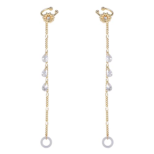 AoedeJ Anti-Lost Holder Earrings for AirPods 14K Gold Plated Dangle Earring Wireless Earphone Holder Strap Compatible with AirPods Pro 1 & 2 (Ear Cuff-3)