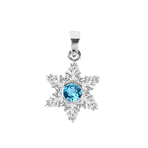 Image of Clara 925 Sterling Silver Snowflake Charm Pendant Without Chain | Rhodium Plated, Swiss Zirconia | Gift for Women and Girls
