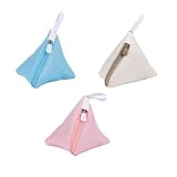 Cuixia 3 Pcs Small Laundry Bag, Sock Bag for Washing Machine, Delicates Laundry Bags, Mini Triangle Laundry Net Bags with Hanging Loop for Laundry Beads Masks Socks Traveling