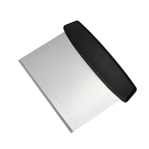 RhiVrillion Rasqueta, Cortadora de Masa, Espátula de Panadero - Acero Inoxidable Rectangular Multiusos | Amasar, Cortar, Medir | Ideal para Masa de Pan, Pizza y Repostería | Tamaño 16x12cm