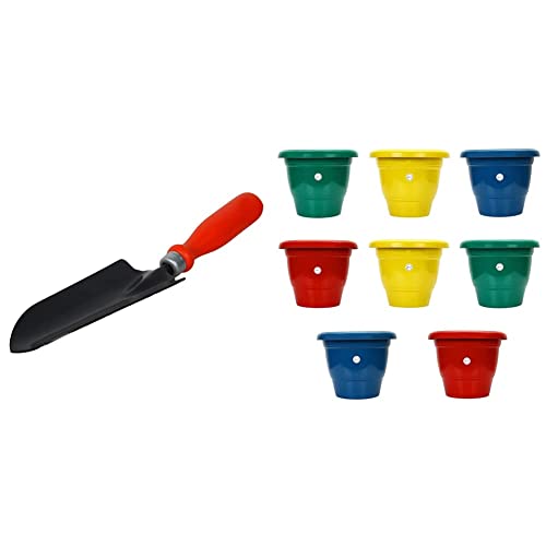 Image of Kraft Seeds Trowel & Gamla /Planter /Pot (10 inch, Multicolour, Set of 8) Combo