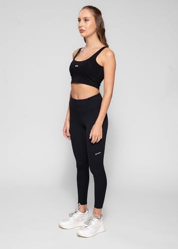 Image of STRCH Women's High Rise Leggings with Side Pocket | Nylon Stretch Gym Tights | Workout, Yoga, Running & Training Activewear | Ankle Length