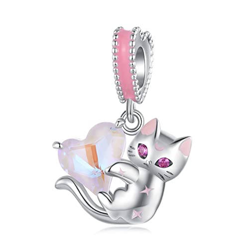 Breloques chat en argent sterling 925 pour fabrication de bijoux et pendentifs DIY