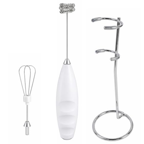 Litinliv Mousseur à Lait Électrique à Piles, Mini Batteur Electrique Cuisine avec 2 Fouets et...