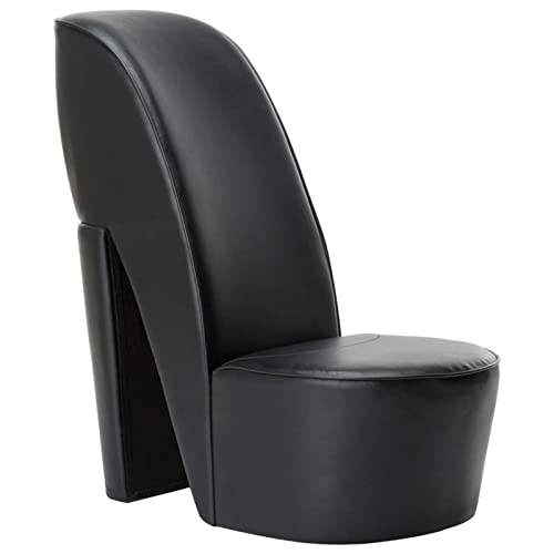 Cinyiqo Sillón con Forma de Zapato de tacón, Butaca, Sillon Orejero, Sillon Lactancia, Sillones para Personas Mayores, Butacas De Cine, Cuero sintético Negro