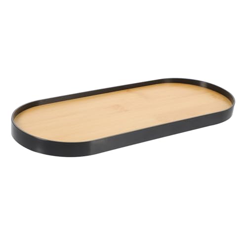 Healifty Vassoio Decorativo Porta Profumi e Trucco Compatto in Resina Nero Per Ingresso, Toeletta e Bagno, Organizer Multifunzione Per Gioielli e Piccoli Oggetti Quotidiani