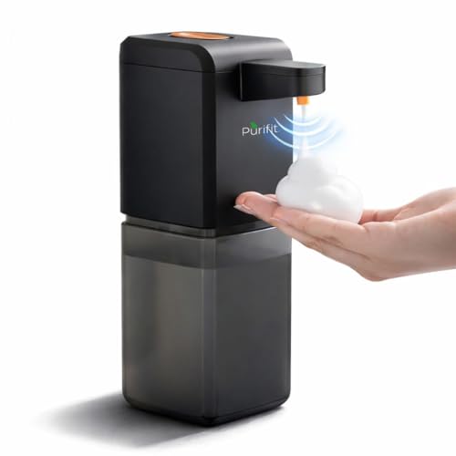 Image of Purifit Automatic Soap Dispenser 500ML | Touchless Smart Sensor Hand Wash Foam Dispenser | Type-C Rechargeable | Hygienic Hands-Free Soap Dispenser for Bathroom, Kitchen & Office | Black & Grey