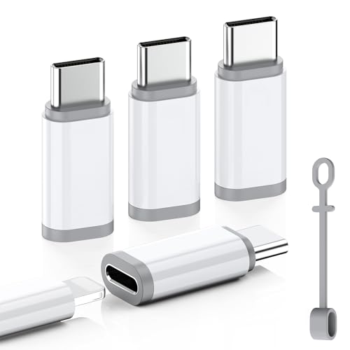 LERTOSEN Lightning to USB C Adapter 4 Pack Fast Charging & Data Sync for iPhone 15/16/17 Pro/Pro Max Charger Adapter Accessory (Not for Audio/OTG)-White