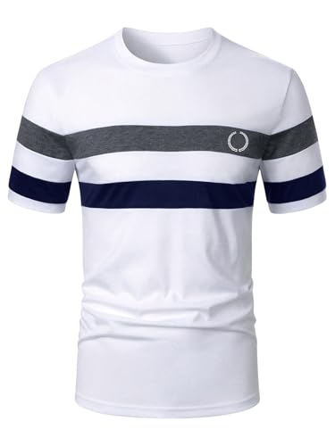 Men's Color Block Short Sleeve Tee Shirts Casual Crewneck T Shirt Trendy Summer Tops3