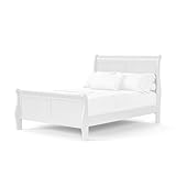 Furniture of America Louis Philippe Traditional Wood Bed Frame with Headboard and Footboard, Elegant Sleigh Design Bedframe for Bedroom, Guest Room, Easy Assembly, Box Spring Required, Queen, White