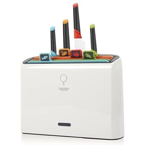 Fixoasis Smart Cutting Board and Knife Set,Self Cleaning Cutting Board Set with 4 Stainless Steel Knives and 4 Cutting Boards，Automatic Drying and Color Coding,New Home Gift