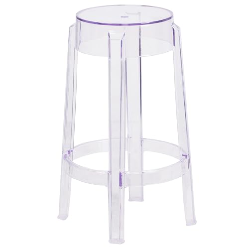 Flash Furniture Laney Butaco Transparente para Interior y Exterior de 25.75" de Altura con Anillo para Pies, Apilable miniatura 1