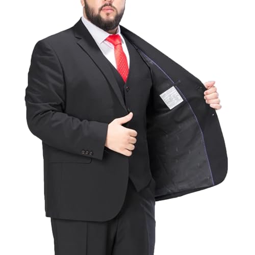 MANYUBEI Trajes para Hombre, Blazer Tallas Grandes Slim Fit Un Solo Pecho Esmoquin con Dos Botones Vestido De Novia Informal De Negocios Anfitrión De Banquetes Chaqueta Formal Ropa Gordos,6XL,Black
