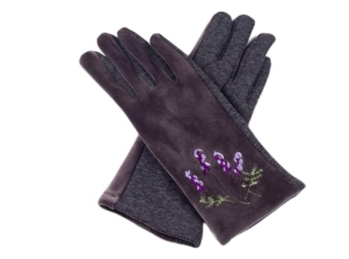 Guantes de invierno bordados linxi de alta calidad con alce elegante gris L