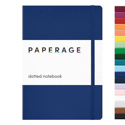 Image of PAPERAGE Dotted Journal Notebook, (Royal Blue), 160 Pages, Medium 5.6 in x 8 in - 100 GSM Thick Paper - Hardcover Journaling Notebook for Work, School & Bullet Journaling