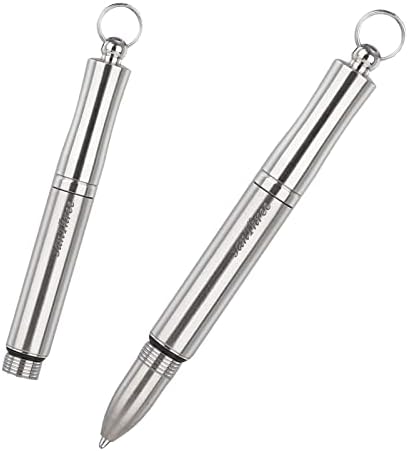 SanThree Keychain Small Pure Titanium Pen, Portable Pocket Lightweight EDC Titanium Ballpoint Pen Gifts for Men Women Graduation Birthday Anniversary