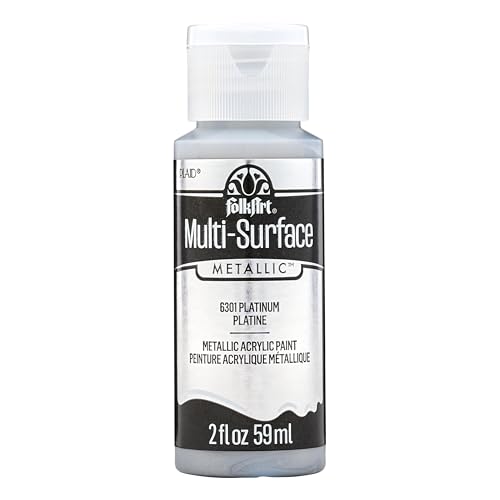 FolkArt Multi-Surface Metallic Paint in Assorted Colors (2 oz) Metallic Platinum