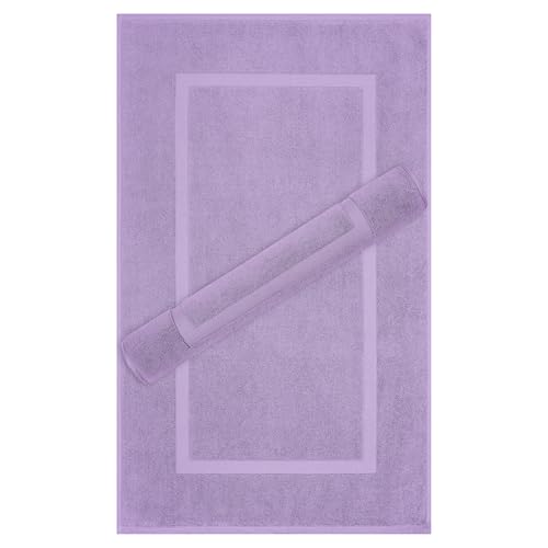 Image of Cotton Paradise 100% Cotton Turkish Bathmat Set, Soft Absorbent Quick Dry, 2 Piece 20x34 Bathmat Floor Set, Lilac