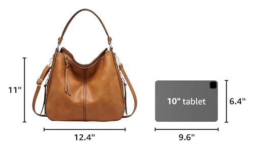Image of Realer Hobo Crossbody Bags for Women Designer Faux Leather Hobo Handbags Retro Large Size Shoulder Bag Bucket Purse