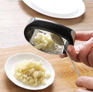 Espremedor Amassador de Alho em Aço Inox e ABS Fácil e Prático Triturador De Alho Manual Cozinha Esm