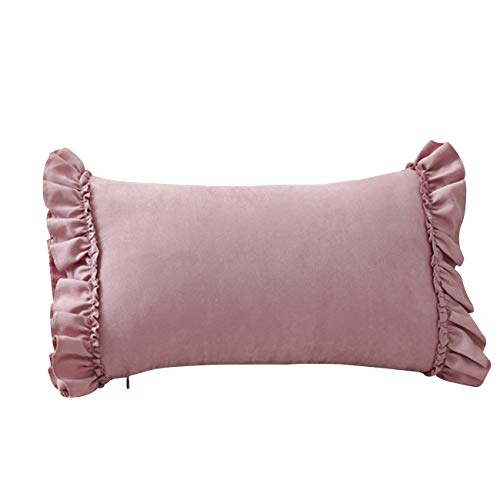 クッションカバー 北欧 抱き枕カバー フリル付き ソファ背当て 座布団カバー 部屋/車/椅子 インテリア 飾り 結婚式 (ダークピンク, 30×50cm)