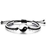 vicima Yin Yang Bracelets for Men and Women Adjustable Bracelet Cord BFF Bracelets for 2 (Yin Yang)