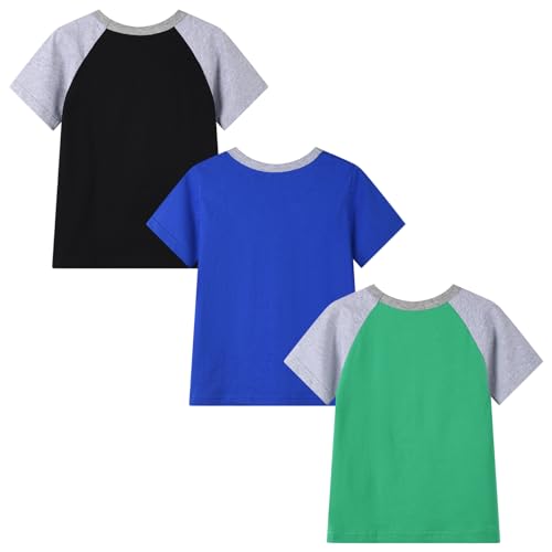 Image of HILEELANG Toddler Boy Short Sleeve Tee Shirts Summer Cotton Casual Graphic Crewneck Tshirt Packs