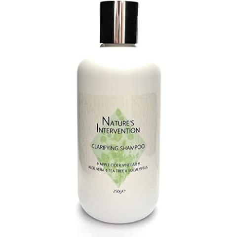99% Natural CLARIFYING SHAMPOO - APPLE CIDER VINEGAR, ALOE VERA, TEA TREE & EUCALYPTUS - 250ml by NATURE'S INTERVENTION. No Sulfates, No Parabens. Low Lather, Concentrated. pH 5.5 for Sensitive Skin Cover