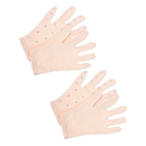 Guantes de patinaje artístico color piel contra el frío en la pista de baile